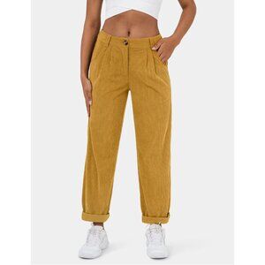 NWT HALARA Mid Rise Corduroy Casual Pants Tall Yellow Pleated Sz Large